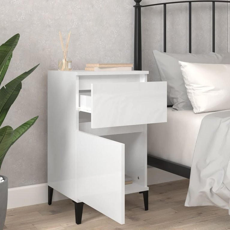 Nachtkastjes 2 st 40x35x70 cm hoogglans wit MeubelReus