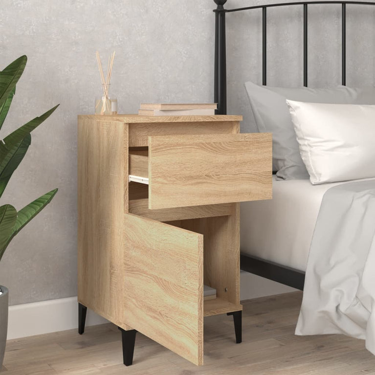 Nachtkastjes 2 st 40x35x70 cm bewerkt hout sonoma eikenkleurig MeubelReus