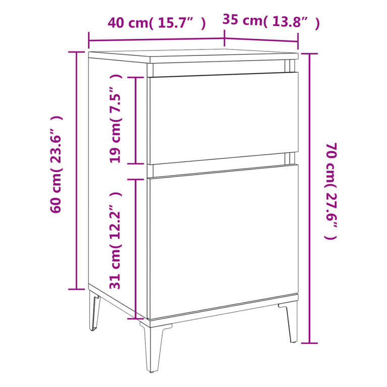 Nachtkastjes 2 st 40x35x70 cm bewerkt hout sonoma eikenkleurig MeubelReus