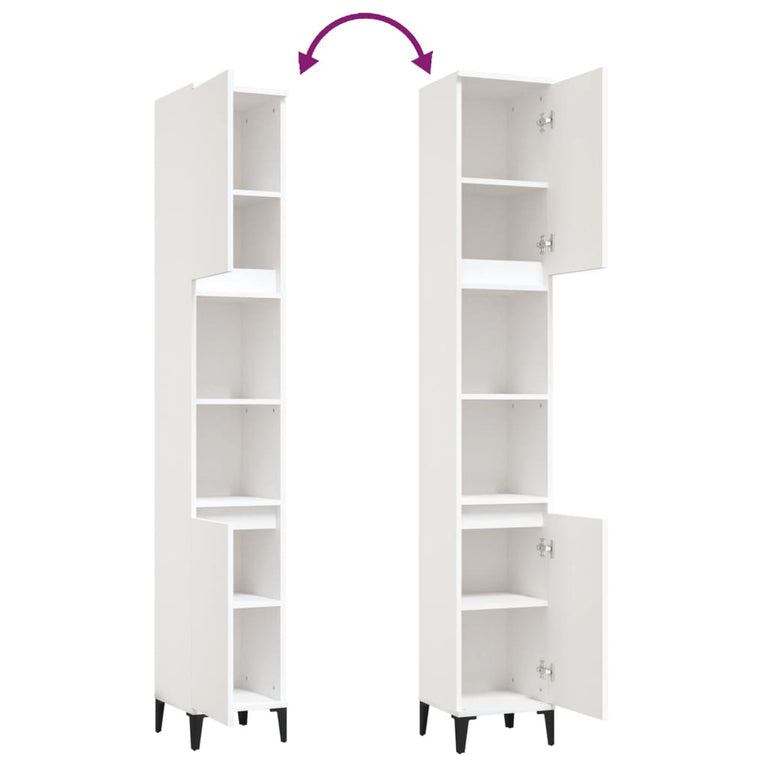 Badkamerkast 30x30x190 cm bewerkt hout wit MeubelReus