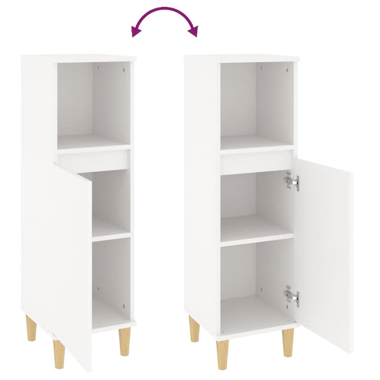 Badkamerkast 30x30x100 cm bewerkt hout wit MeubelReus