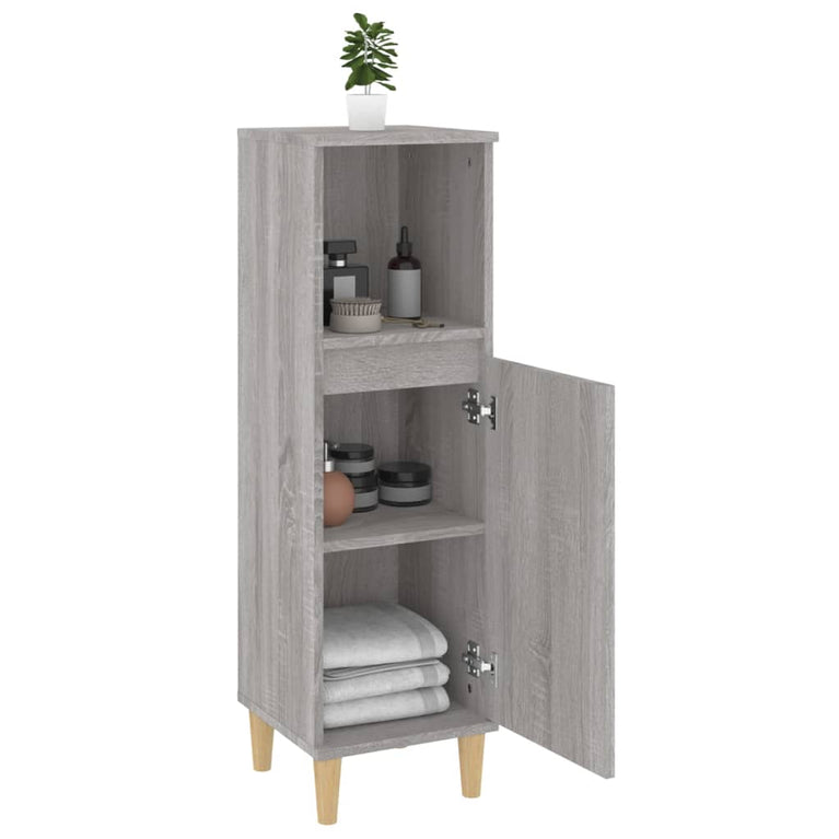 Badkamerkast 30x30x100 cm bewerkt hout grijs sonoma eikenkleur MeubelReus