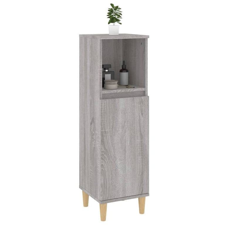 Badkamerkast 30x30x100 cm bewerkt hout grijs sonoma eikenkleur MeubelReus