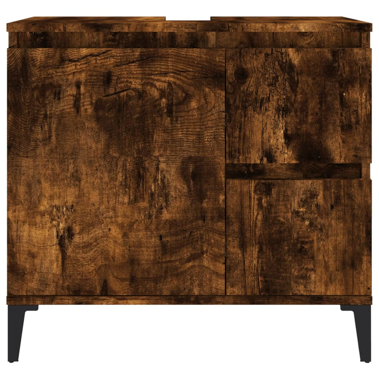 Badkamerkast 65x33x60 cm bewerkt hout gerookt eikenkleurig MeubelReus