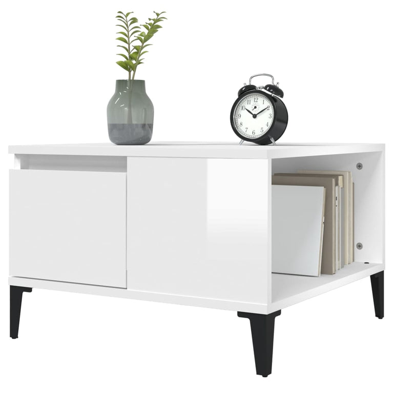 Salontafel 55x55x36,5 cm bewerkt hout hoogglans wit MeubelReus