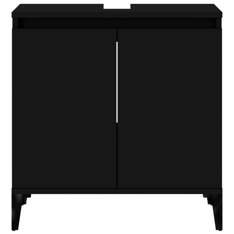 Wastafelkast 58x33x60 cm bewerkt hout zwart