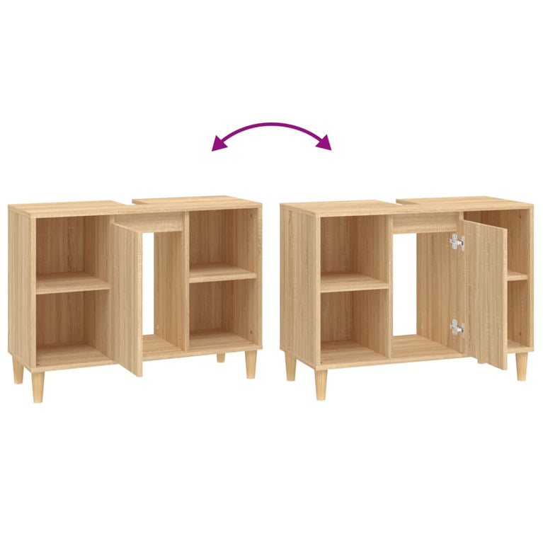 Wastafelkast 80x33x60 cm bewerkt hout sonoma eikenkleurig MeubelReus