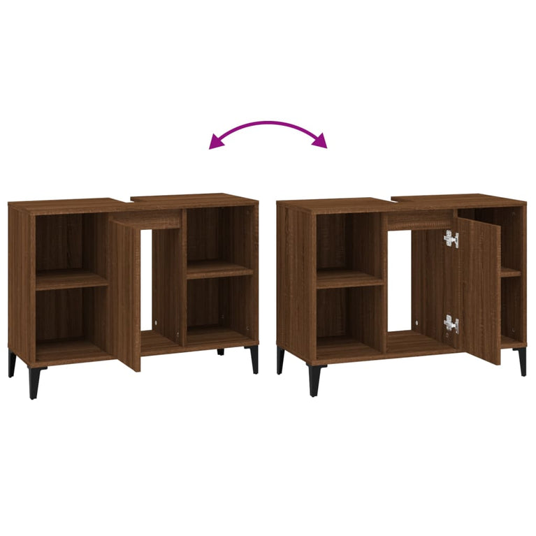 Wastafelkast 80x33x60 cm bewerkt hout bruin eikenkleur MeubelReus