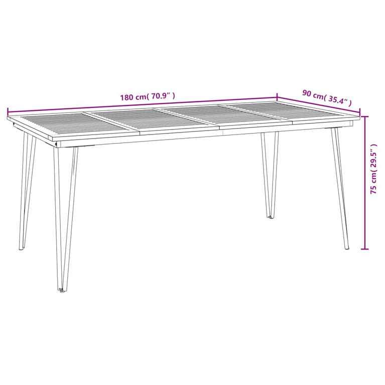 Tuintafel met haarspeldpoten 180x90x75 cm massief acaciahout MeubelReus
