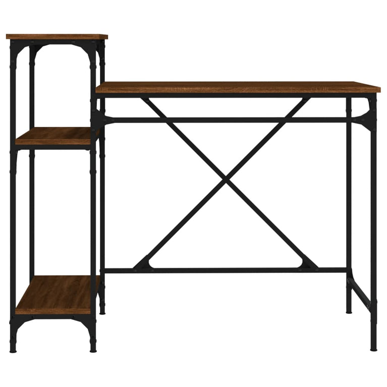 Bureau met schappen 105x50x90 bewerkt hout en ijzer bruineiken MeubelReus