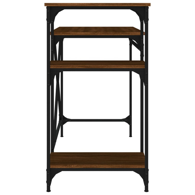 Bureau met schappen 105x50x90 bewerkt hout en ijzer bruineiken MeubelReus