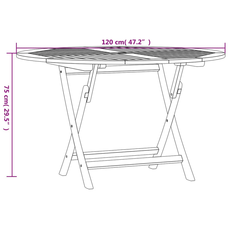 Tuintafel inklapbaar Ø 120x75 cm massief teakhout MeubelReus