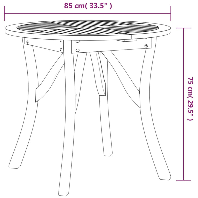 Tuintafel Ø 85 cm massief acaciahout MeubelReus