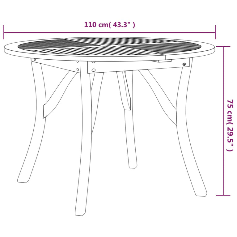 Tuintafel Ø 110 cm massief acaciahout MeubelReus
