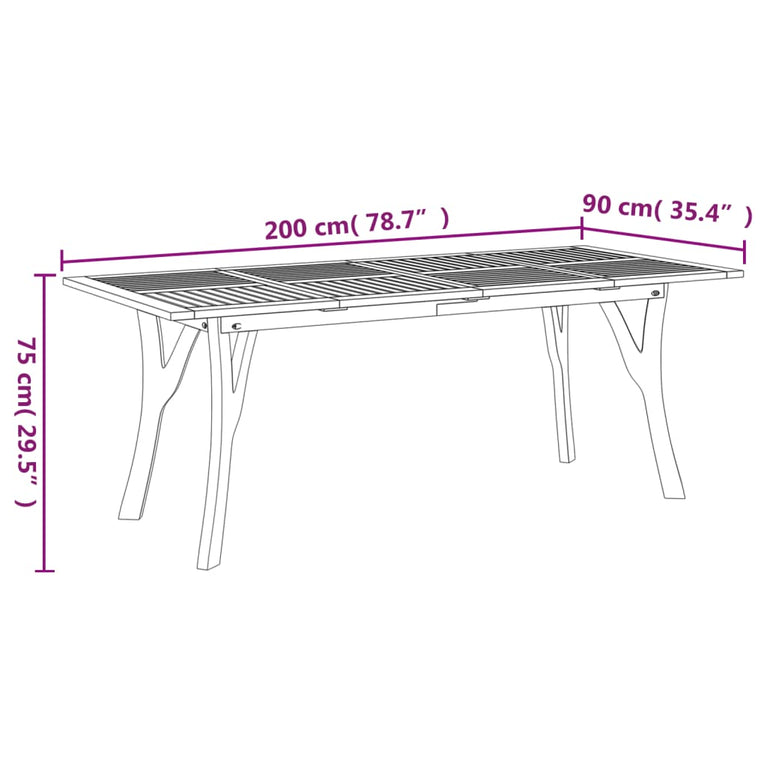Tuintafel 200x90x75 cm massief acaciahout MeubelReus