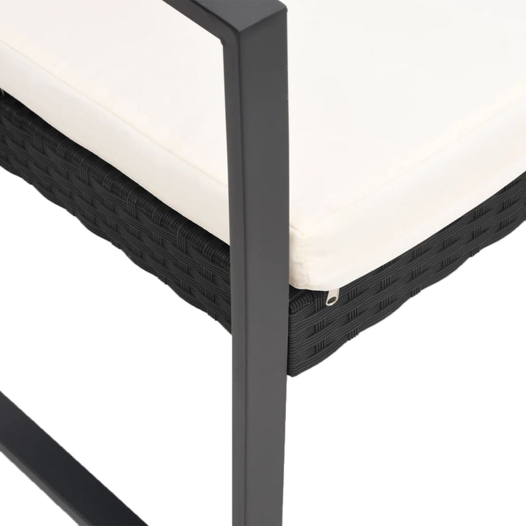 Tuinbank 3-zits met kussens polypropeen rattan zwart MeubelReus