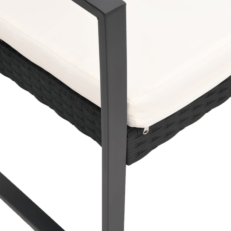 5-delige Tuinset met kussens polypropeen rattan zwart MeubelReus