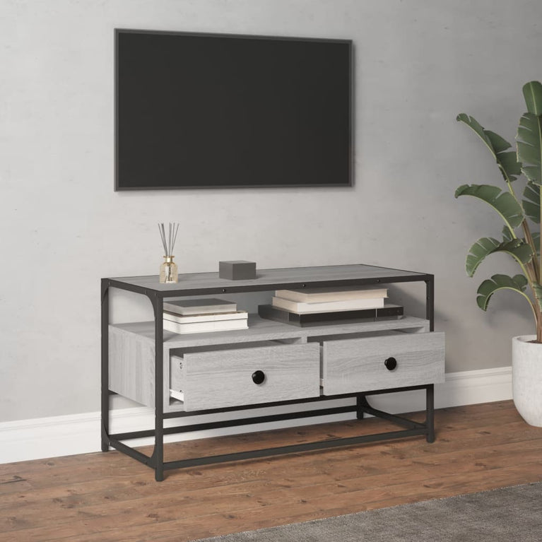 Tv-meubel 80x35x45 cm bewerkt hout grijs sonoma eikenkleurig MeubelReus