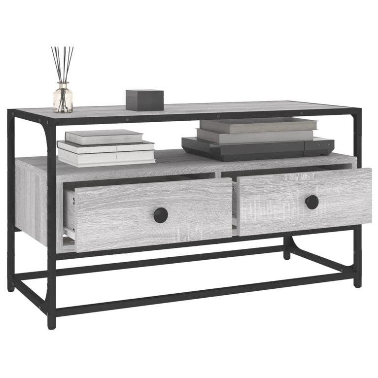Tv-meubel 80x35x45 cm bewerkt hout grijs sonoma eikenkleurig MeubelReus