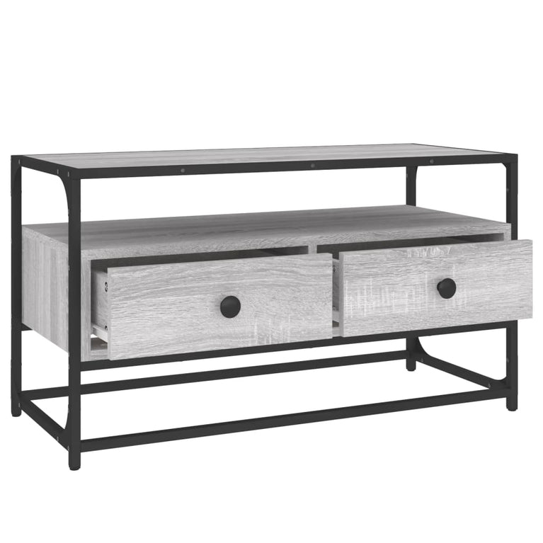 Tv-meubel 80x35x45 cm bewerkt hout grijs sonoma eikenkleurig MeubelReus