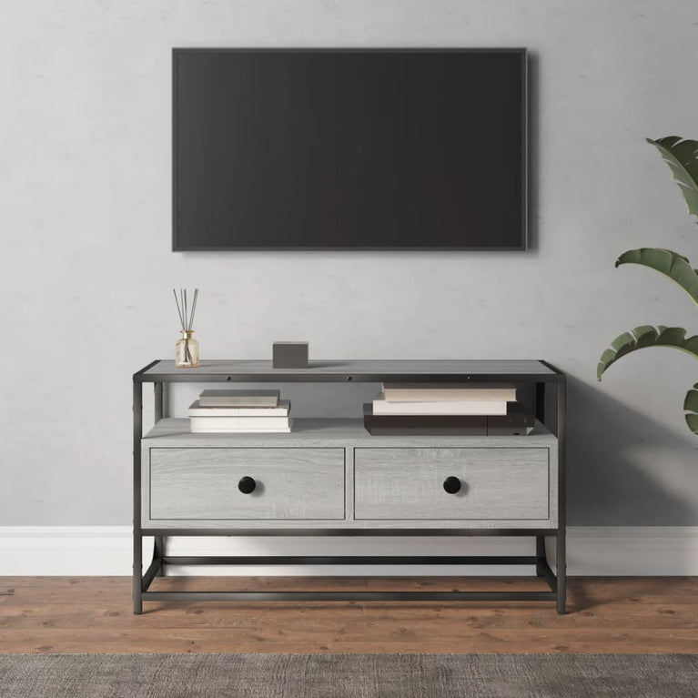 Tv-meubel 80x35x45 cm bewerkt hout grijs sonoma eikenkleurig MeubelReus