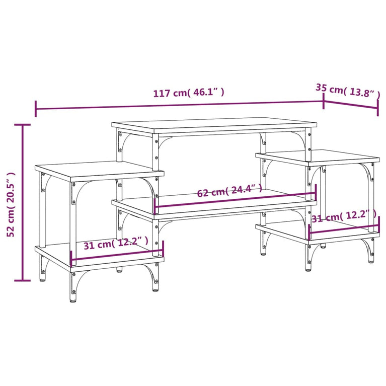 Tv-meubel 117x35x52 cm bewerkt hout gerookt eikenkleurig MeubelReus