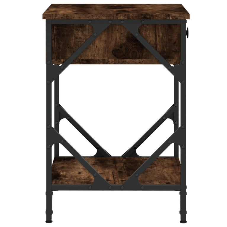 Nachtkastje 40x42x60 cm bewerkt hout gerookt eikenkleurig MeubelReus