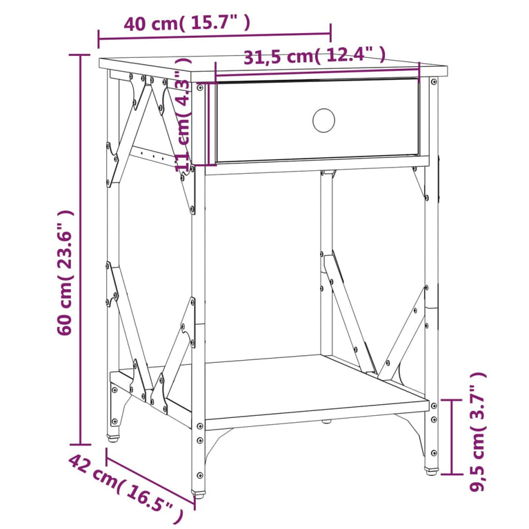 Nachtkastjes 2 st 40x42x60 cm bewerkt hout gerookt eikenkleurig MeubelReus