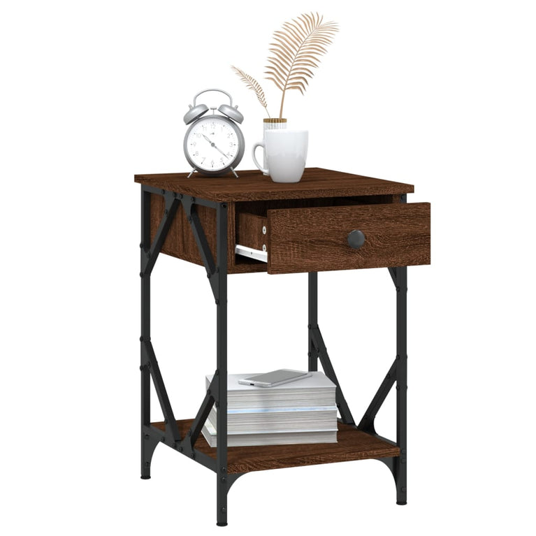 Nachtkastjes 2 st 40x42x60 cm bewerkt hout bruin eikenkleur MeubelReus