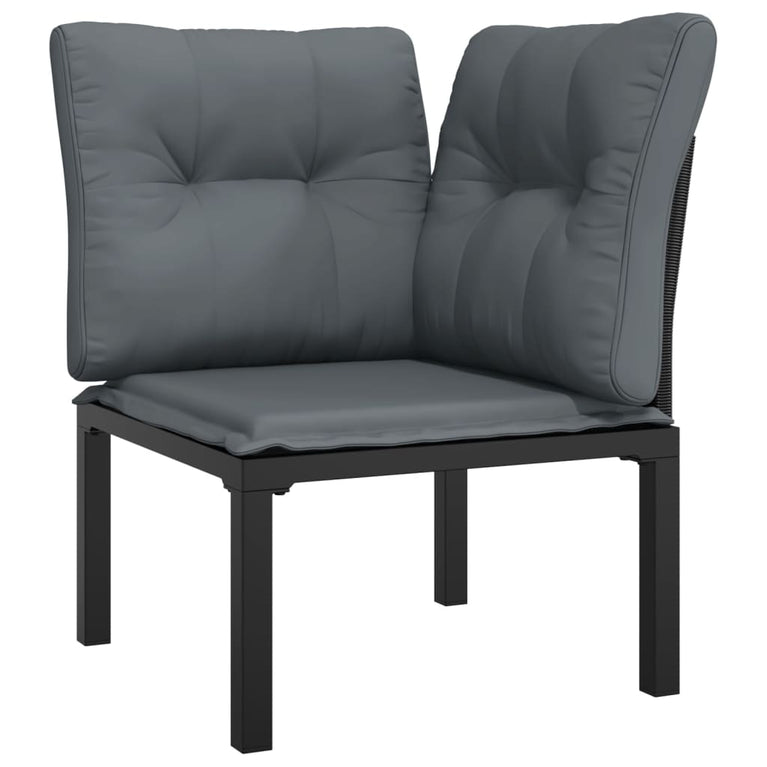 3-delige Loungeset met kussens poly rattan zwart en grijs MeubelReus