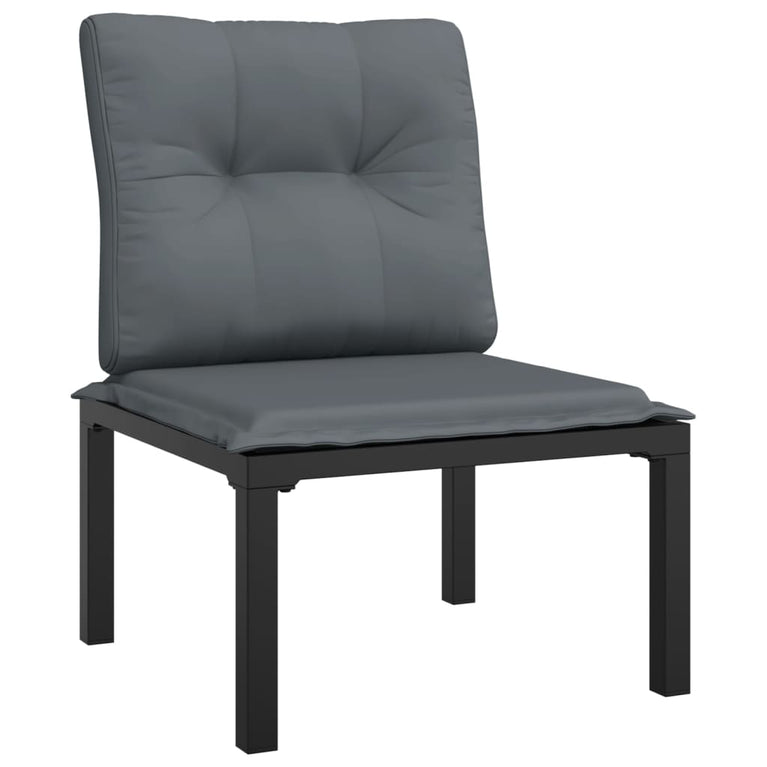 3-delige Loungeset met kussens poly rattan zwart en grijs MeubelReus