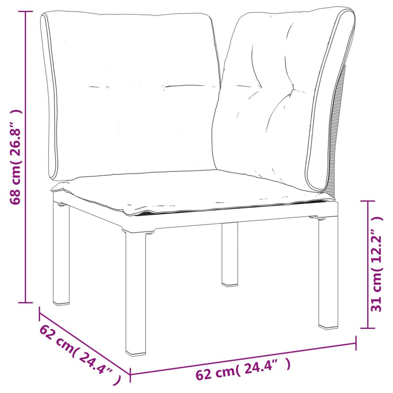 3-delige Loungeset met kussens poly rattan zwart en grijs MeubelReus