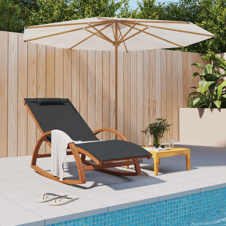 Schommelstoel textileen en massief populierenhout grijs MeubelReus