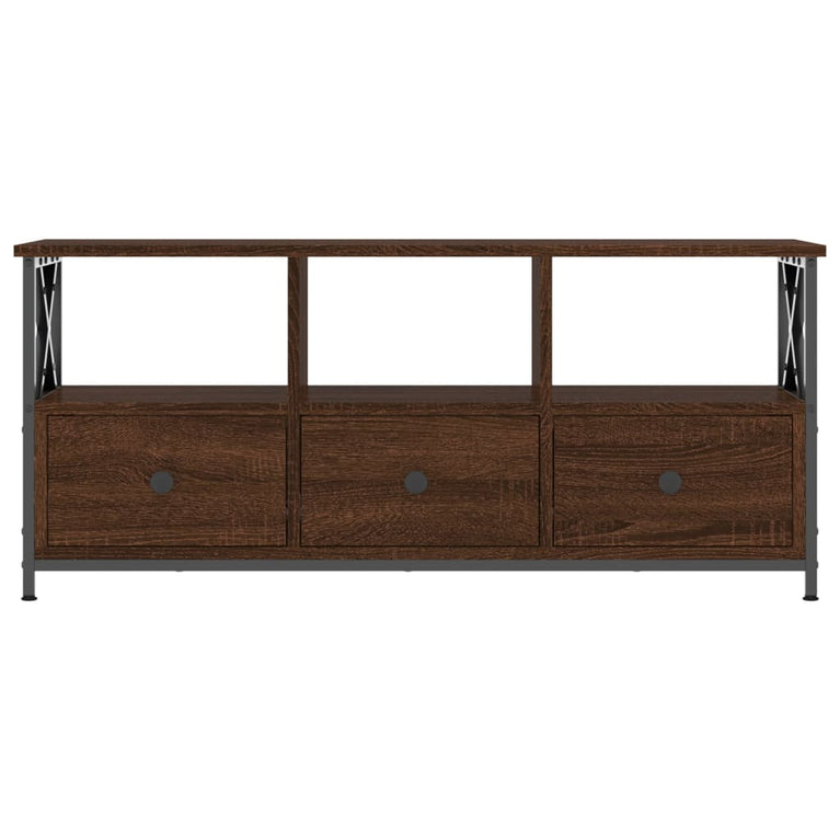Tv-meubel 102x33x45 cm bewerkt hout en ijzer bruin eikenkleur MeubelReus