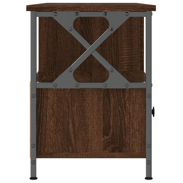 Tv-meubel 102x33x45 cm bewerkt hout en ijzer bruin eikenkleur MeubelReus