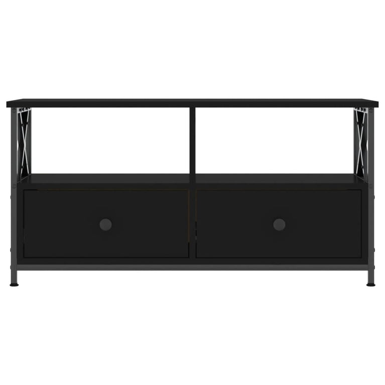 Tv-meubel 90x33x45 cm bewerkt hout en ijzer zwart MeubelReus