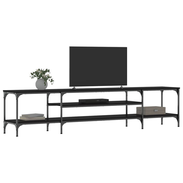 Tv-meubel 201x35x45 cm bewerkt hout en ijzer zwart MeubelReus
