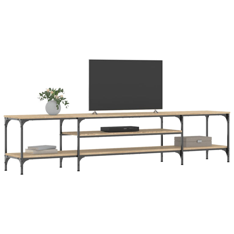 Tv-meubel 201x35x45 cm bewerkt hout en ijzer sonoma eikenkleur MeubelReus