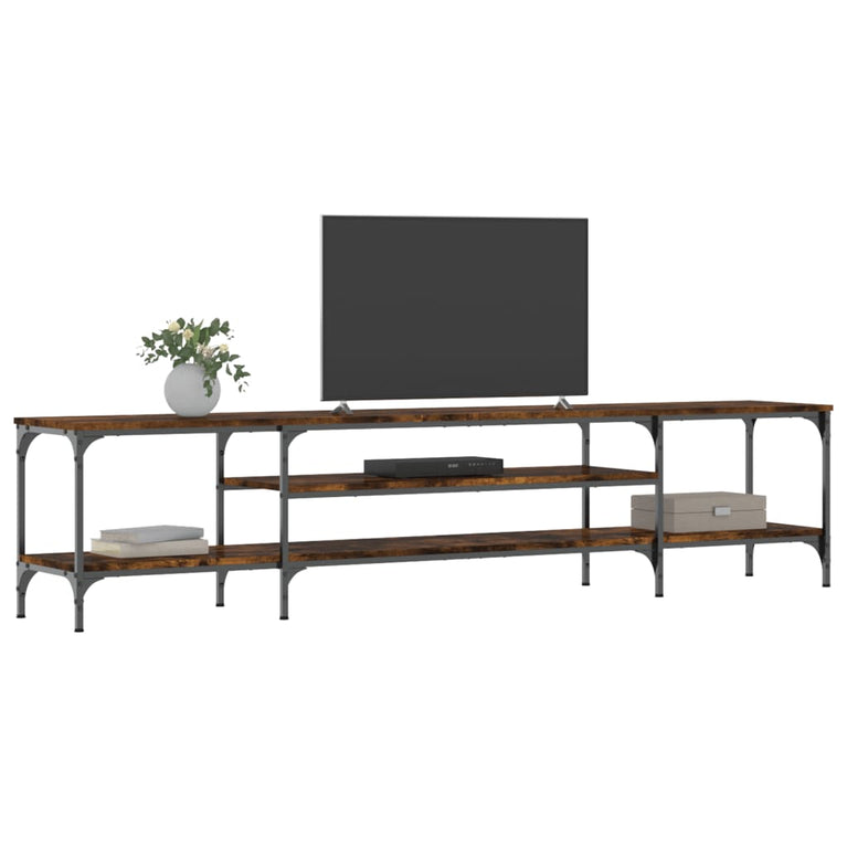 Tv-meubel 201x35x45 cm bewerkt hout en ijzer gerookt eikenkleur MeubelReus