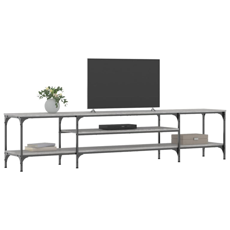Tv-meubel 201x35x45 cm bewerkt hout en ijzer grijs sonoma eiken MeubelReus