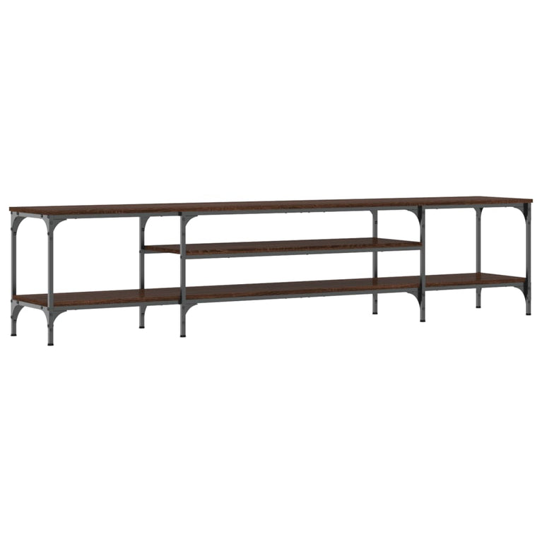 Tv-meubel 201x35x45 cm bewerkt hout en ijzer bruin eikenkleur MeubelReus