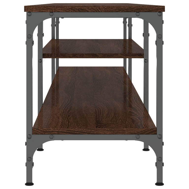 Tv-meubel 201x35x45 cm bewerkt hout en ijzer bruin eikenkleur MeubelReus