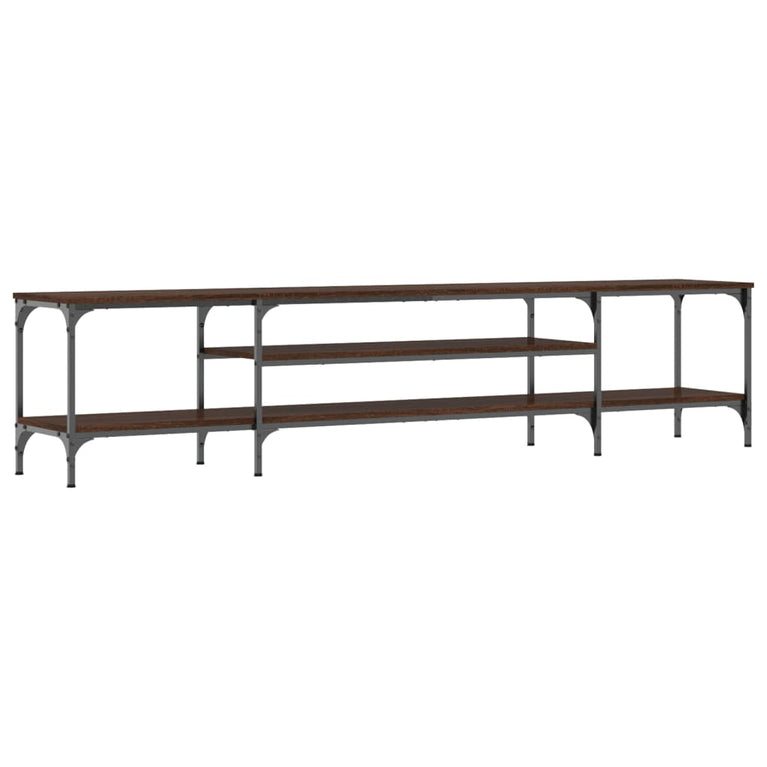 Tv-meubel 201x35x45 cm bewerkt hout en ijzer bruin eikenkleur MeubelReus