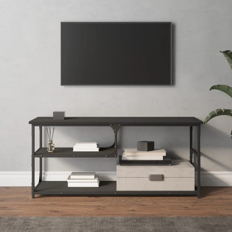 Tv-meubel 103x38x46,5 cm bewerkt hout en staal zwart MeubelReus