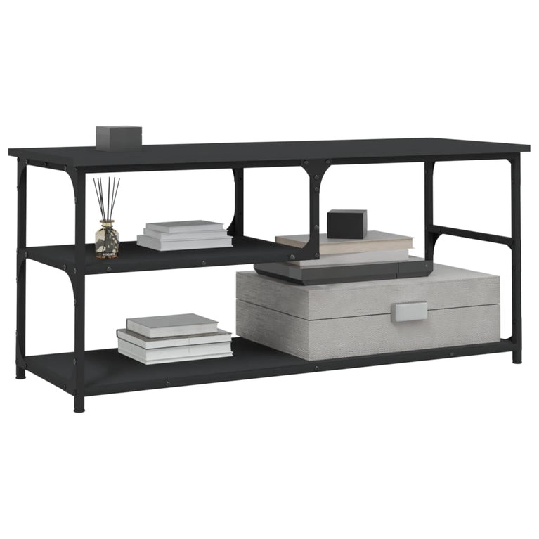Tv-meubel 103x38x46,5 cm bewerkt hout en staal zwart MeubelReus