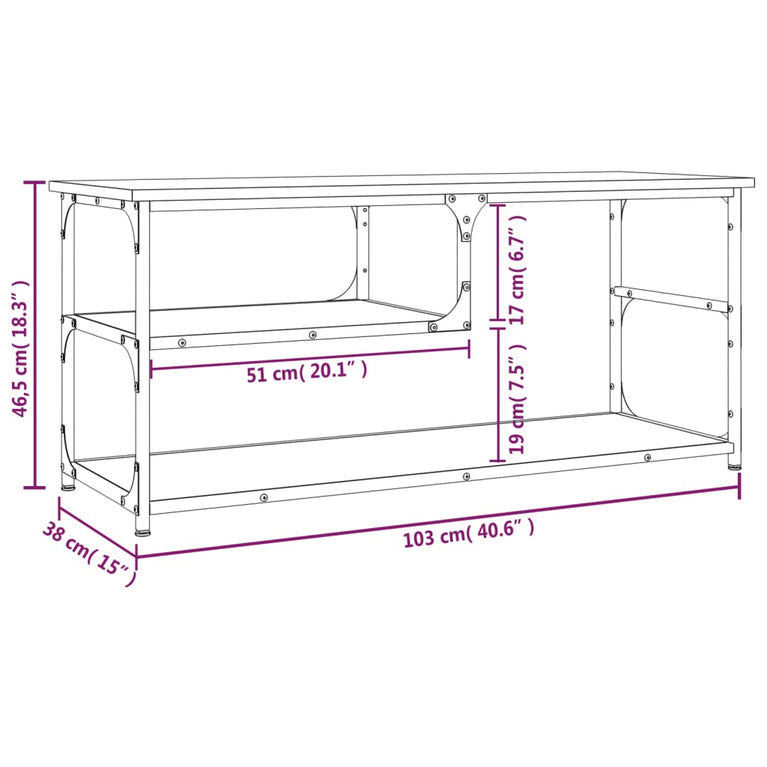 Tv-meubel 103x38x46,5 cm bewerkt hout en staal zwart MeubelReus