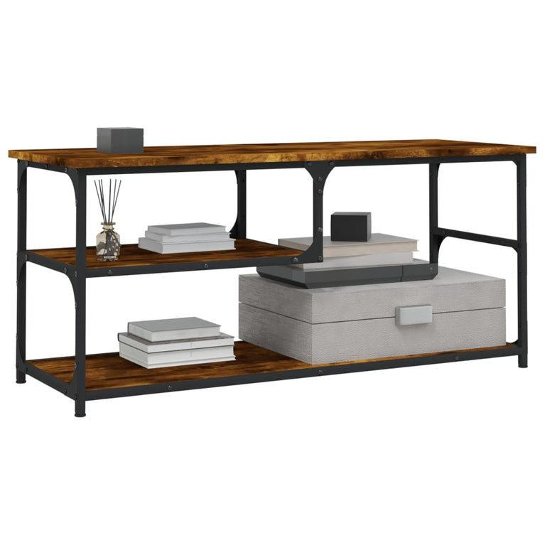 Tv-meubel 103x38x46,5 cm bewerkt hout staal gerookt eikenkleur MeubelReus