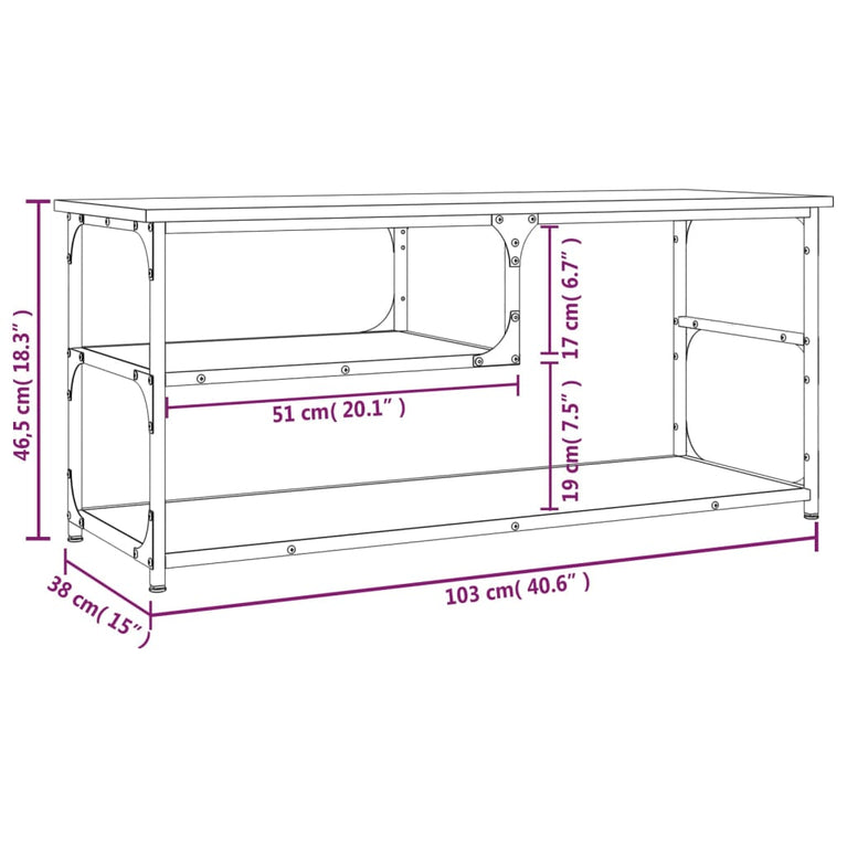 Tv-meubel 103x38x46,5 cm bewerkt hout staal gerookt eikenkleur MeubelReus