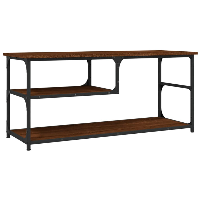 Tv-meubel 103x38x46,5 cm bewerkt hout staal bruin eikenkleur MeubelReus