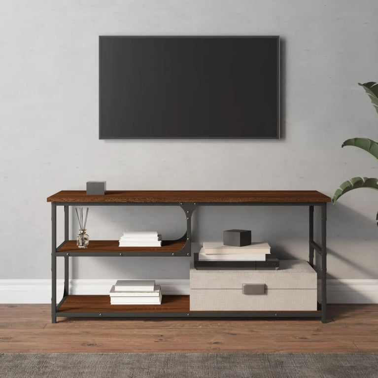 Tv-meubel 103x38x46,5 cm bewerkt hout staal bruin eikenkleur MeubelReus